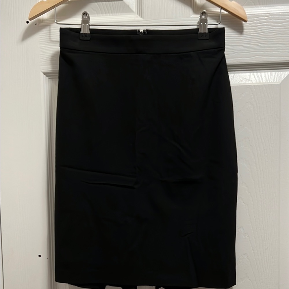 Ann Taylor Black Pencil Skirt Knee-Length with Back Pleated Detailing